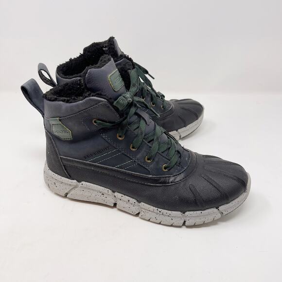 Geox Boys 4 Amphibiox Flexper Ankle Snow Boots Navy Blue Dark Green Breathable - Picture 1 of 12